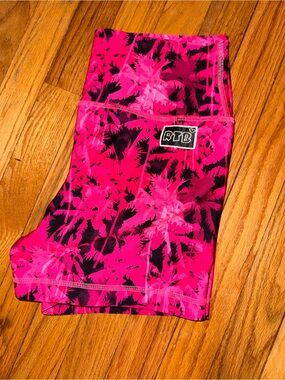 RTB Pink Palm Athletic Shorts - High-Waist Workout Shorts